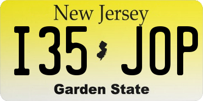 NJ license plate I35JOP