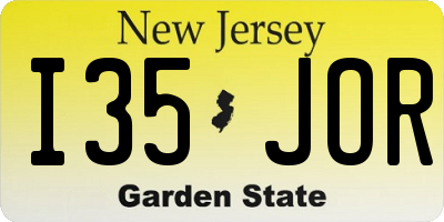 NJ license plate I35JOR