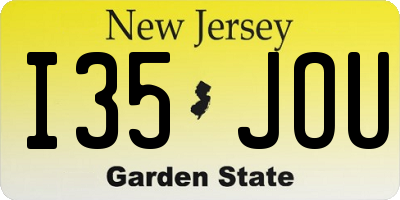 NJ license plate I35JOU
