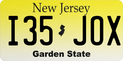 NJ license plate I35JOX