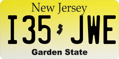 NJ license plate I35JWE