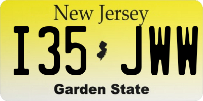 NJ license plate I35JWW