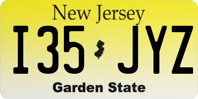 NJ license plate I35JYZ
