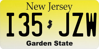 NJ license plate I35JZW