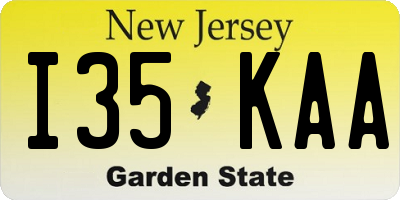 NJ license plate I35KAA