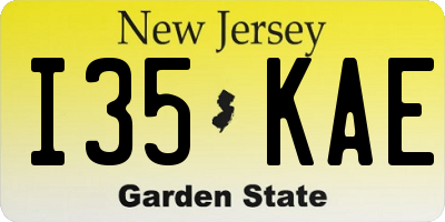NJ license plate I35KAE