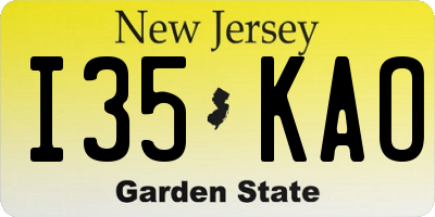 NJ license plate I35KAO