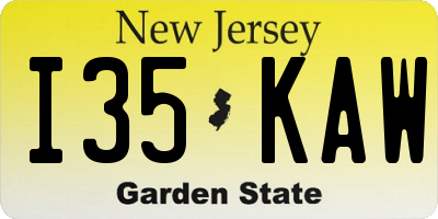 NJ license plate I35KAW