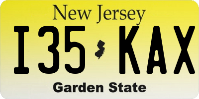 NJ license plate I35KAX