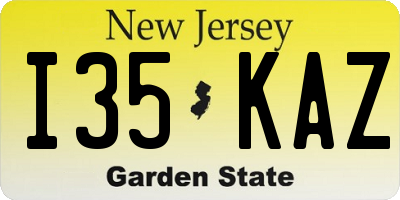 NJ license plate I35KAZ