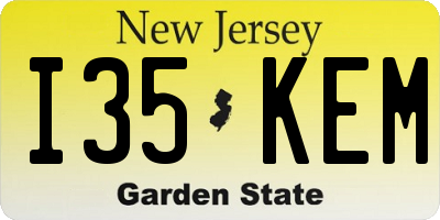 NJ license plate I35KEM