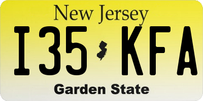NJ license plate I35KFA