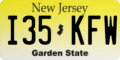 NJ license plate I35KFW