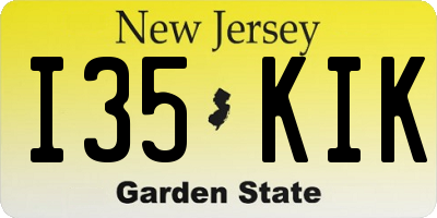 NJ license plate I35KIK