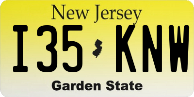 NJ license plate I35KNW