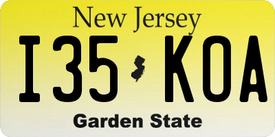 NJ license plate I35KOA