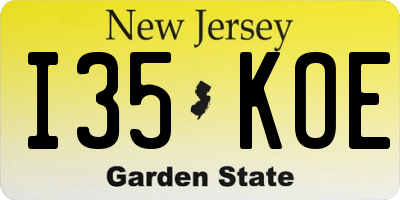 NJ license plate I35KOE