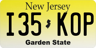 NJ license plate I35KOP
