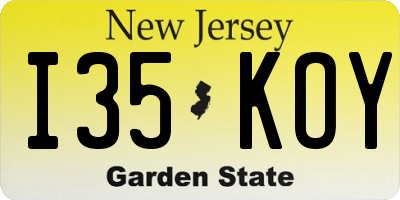 NJ license plate I35KOY