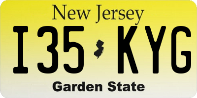 NJ license plate I35KYG