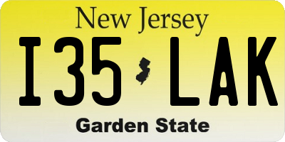 NJ license plate I35LAK
