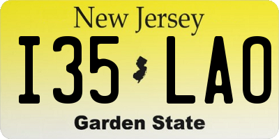 NJ license plate I35LAO