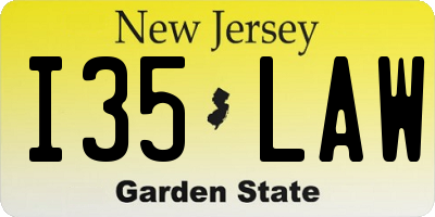 NJ license plate I35LAW