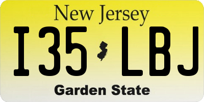 NJ license plate I35LBJ