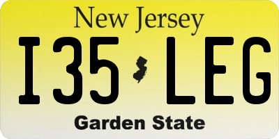 NJ license plate I35LEG