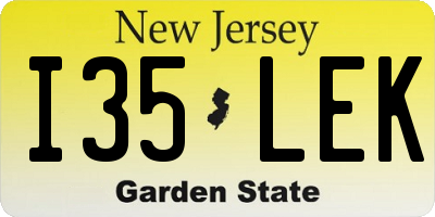 NJ license plate I35LEK
