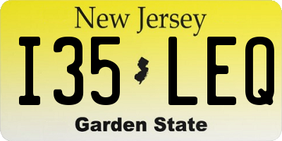 NJ license plate I35LEQ