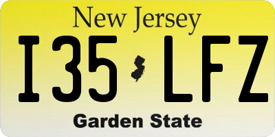 NJ license plate I35LFZ