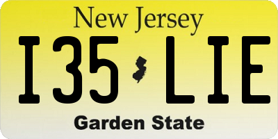 NJ license plate I35LIE