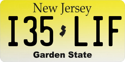 NJ license plate I35LIF