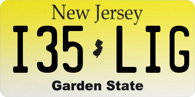 NJ license plate I35LIG
