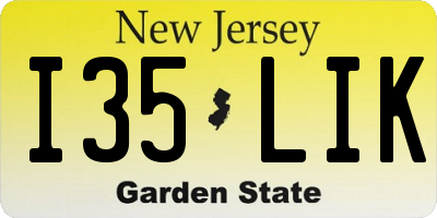 NJ license plate I35LIK