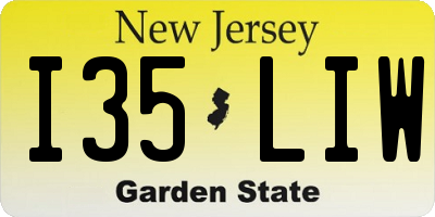 NJ license plate I35LIW