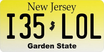 NJ license plate I35LOL