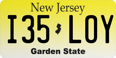 NJ license plate I35LOY