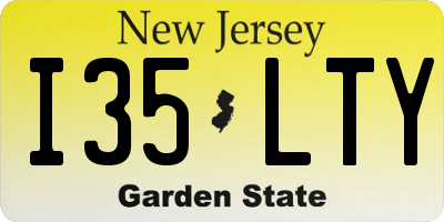 NJ license plate I35LTY