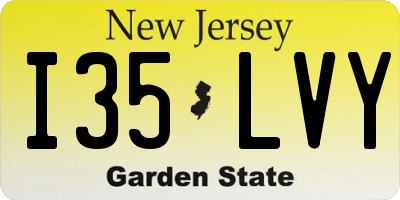 NJ license plate I35LVY