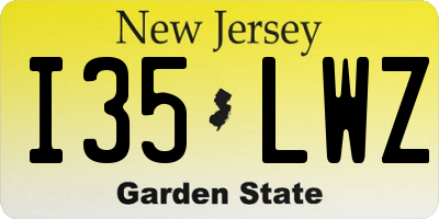 NJ license plate I35LWZ