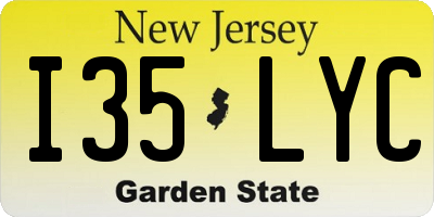 NJ license plate I35LYC