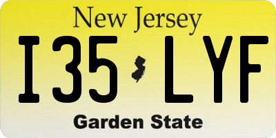 NJ license plate I35LYF