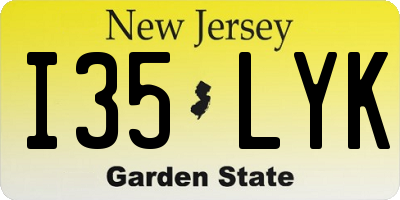 NJ license plate I35LYK