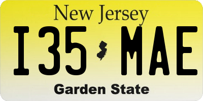 NJ license plate I35MAE