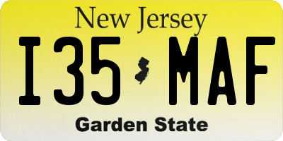 NJ license plate I35MAF