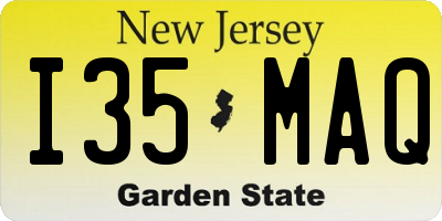 NJ license plate I35MAQ