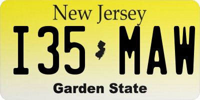 NJ license plate I35MAW