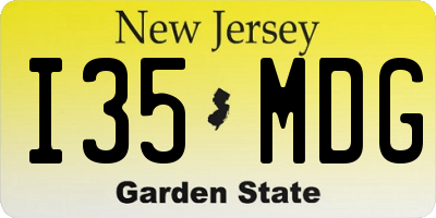 NJ license plate I35MDG
